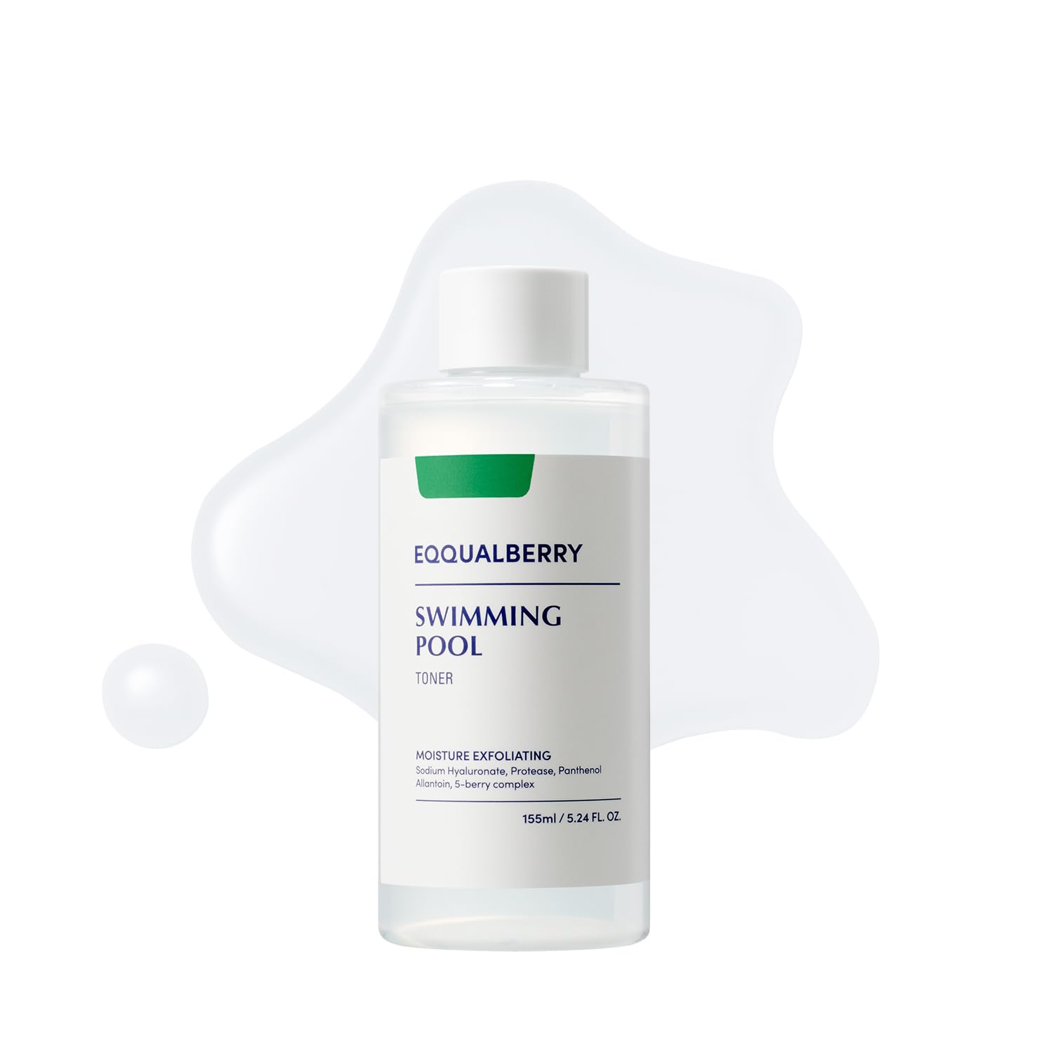 EQQUALBERRY Swimming Pool Toner - Korean Toner for Daily Exfoliating & Deep Hydration with Natural Enzyme Protease & Hyaluronic Acid, For Sensitive