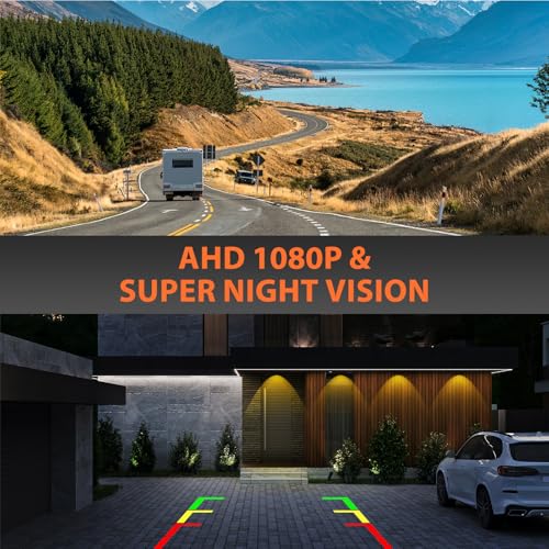 AHD 1080P Backup Camera Flush Mount, Metal Housing 170° Wide View Angle Rear/Side/Front View Camera for Car, HD Clear Night Vision IP69 Waterproof Reverse Camera, 18.5mm, 12V/24V, Black