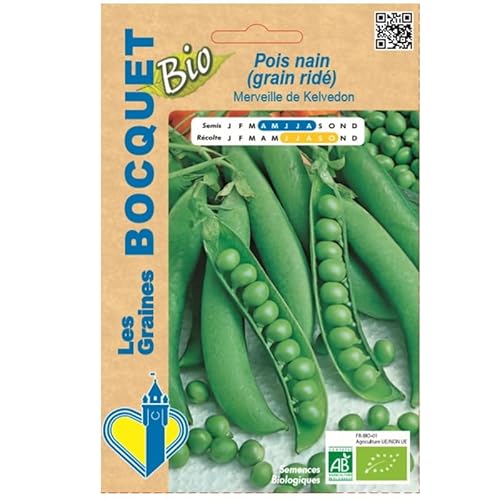 Sachet de graines de Pois Nain Merveille De Kelvedon - Bio- Certifiées ECOCERT FR-BIO-01-100g - Les GRaines Bocquet