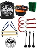 Liv & Jane Co. Ninja Line Obstacle Course - 46' Set for Backyard Ninja Warrior Fun and Fitness for Kids - 8 Handles for Variety with Tree Protectors Included (Blue, Long)