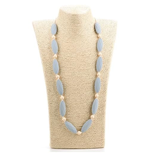 Lofca Silicone Baby Teething Necklace for Mom and Baby -Teether Toy-100% BPA Free (Light Grey)