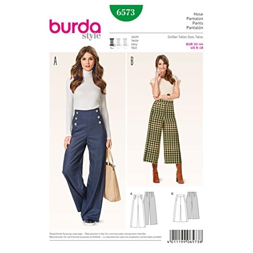 Burda Patron 6573 Pantalon, 19 x 13 x 1 cm, Blanc