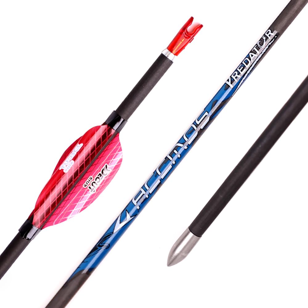 12 pz Caza Práctica Flecha ID 4.2mm Pluma en Espiral Flecha,Eje Flechas de Carbono Puro, para Arco Compuesto Arco Recurvo Tiro con Arco