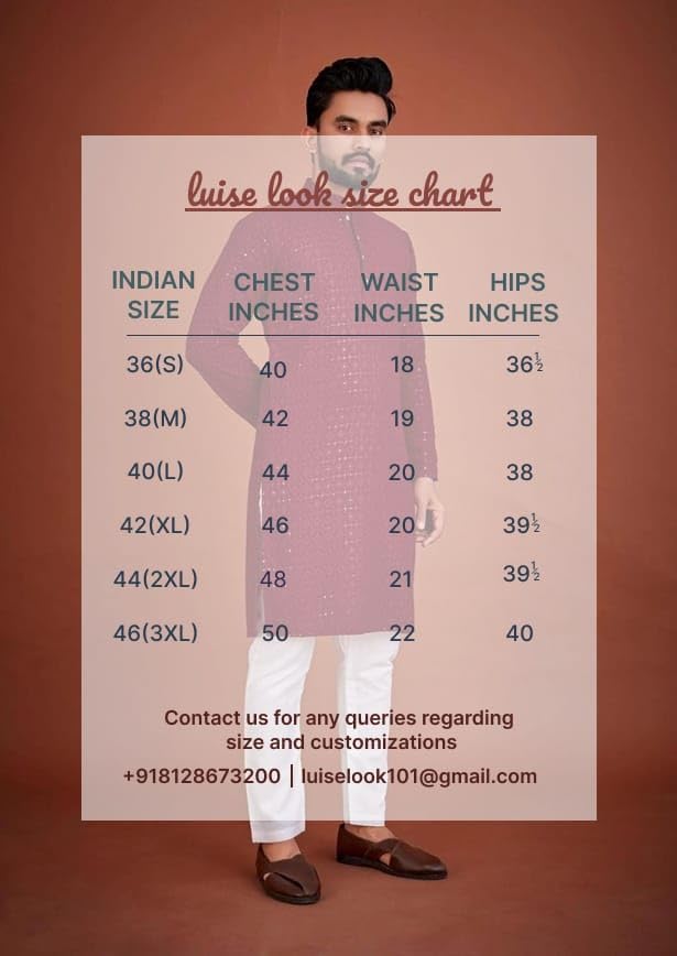 Men's Kurta with Golden Badla Thread and All-Over Embroidery Work Traditional Indian Outfit with Pajama2