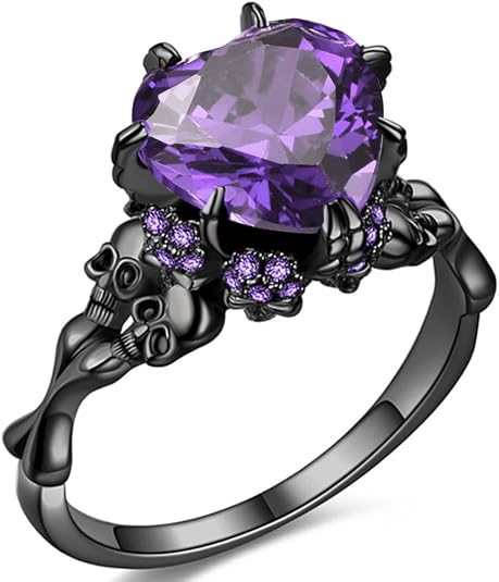 Gothic jewelry Skull Rings Halloween Punk Engagement Black Rings for Women Vampire Accessories Christmas Gifts