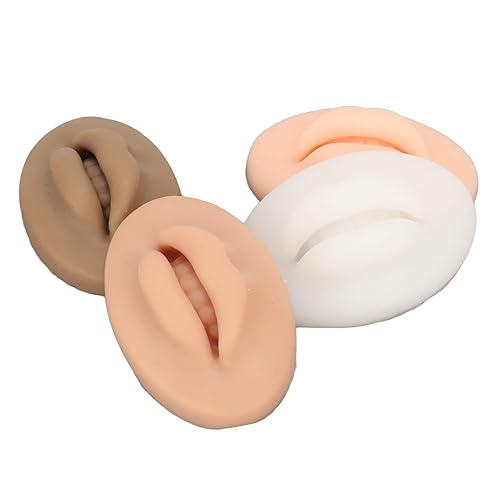 Labios de práctica de tatuajes, 4 unidades, labios de silicona de práctica, color negro oscuro, translúcido, 3D, labios falsos modelo para