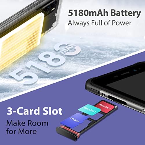 Ulefone 2023 Rugged Smartphone, Armor X10 Pro, 4GB RAM 64GB ROM, Three Card Slots, 4G Dual SIM Mobile Phones Unlocked, 20MP Waterproof Camera, 5.45 inch Screen, NFC, 5180mAh Battery, Android 11, Grey