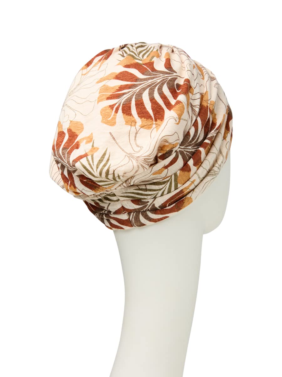 Christine Headwear Shakti-Turbante con Motivo Stampato Fascia per la Testa, Foglie Beige, Taglia Unica Donna