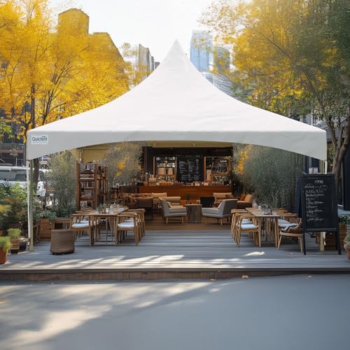 Quictent 20x20 Heavy Duty High Peak Frame Party Tent Fire Retardant 7.2' Side Height Outdoor Canopy White Vinyl, 60 Person Capacity Tent for Parties, Weddings, Events, Commercial and Residential Use