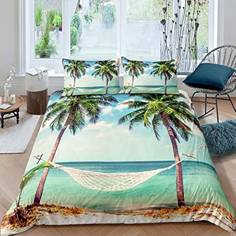 Loussiesd Ocean Juego de Funda de edredón Hawaii Playa Cover