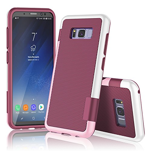 Galaxy S8 Case, S8 S VIII Case, TILL(TM) Ultra Slim 3 Color Hybrid Impact Anti-Slip Shockproof Soft TPU Hard PC Bumper Extra Front Raised Lip Case Cover for Samsung Galaxy S8 S VIII [Wine]