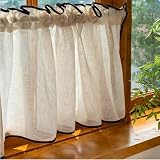 Durchsichtige Volants mit Leinenstruktur für Küche und Schlafzimmer, Fensterdekoration