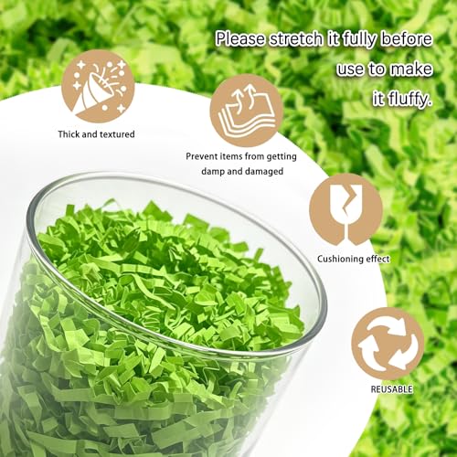 Image of Zankubom 10 LB Fluorescent Green Crinkle Cut Paper Shred Filler Great for Gift Wrapping, Basket Fillers, Birthday, Gift Wrapping, Anniversary, Halloween-20