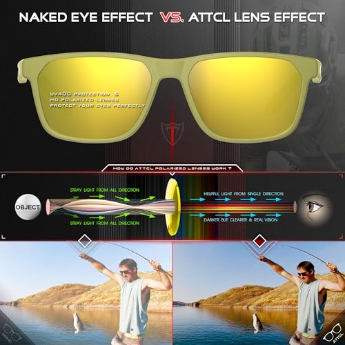 ATTCL Rectangular Polarized Sunglasses for Men Women Driving Fishing Hiking UV400 Ultra‑Light TR90 Sun Glasses4