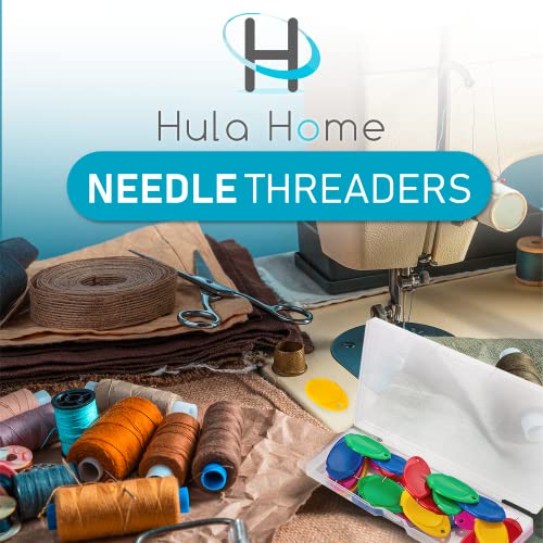 Hula Home Needle Threaders (30 Pieces), Fits All Needle Sizes, Simple Wire Loop Tool DIY Threader for Hand or Machine Sewing & Crafting with Case, 5 Colors - Thumbnail 7