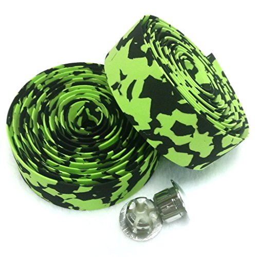 Ruban de cintre KINGOU camouflage vert et noir pour vélo de route