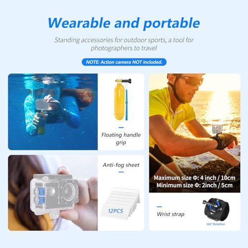 NEEWER 50 in 1 Action Kamera Zubehör Set Kompatibel mit GoPro Hero 12 11 10 9 DJI OSMO 4 3 2 Insta360 X3 X2 GO 3 SJCAM DBPOWER AKASO VicTsing APEMAN WiMiUS QUMOX Lightdow Campark Sony Sports DV usw