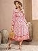 R.Vivimos Women's Long Sleeve Floral Print Retro V Neck Tassel Bohemian Midi Dresses (Large, Rosepink)