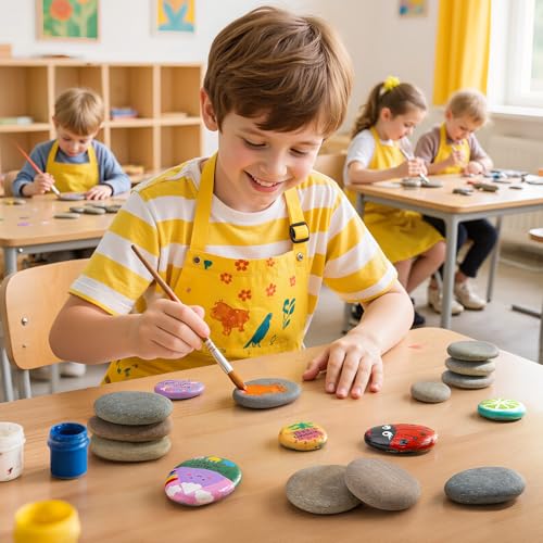 Simetufy 100pcs 1.5-3in River Rocks for Painting,2 Sizes Flat Smooth Rocks for Arts & DIY, Kindness Rocks, Paint Stones for Craft (50pcs Each Size: 1.5-2in, 2-3in) by Simetufy - Image 2