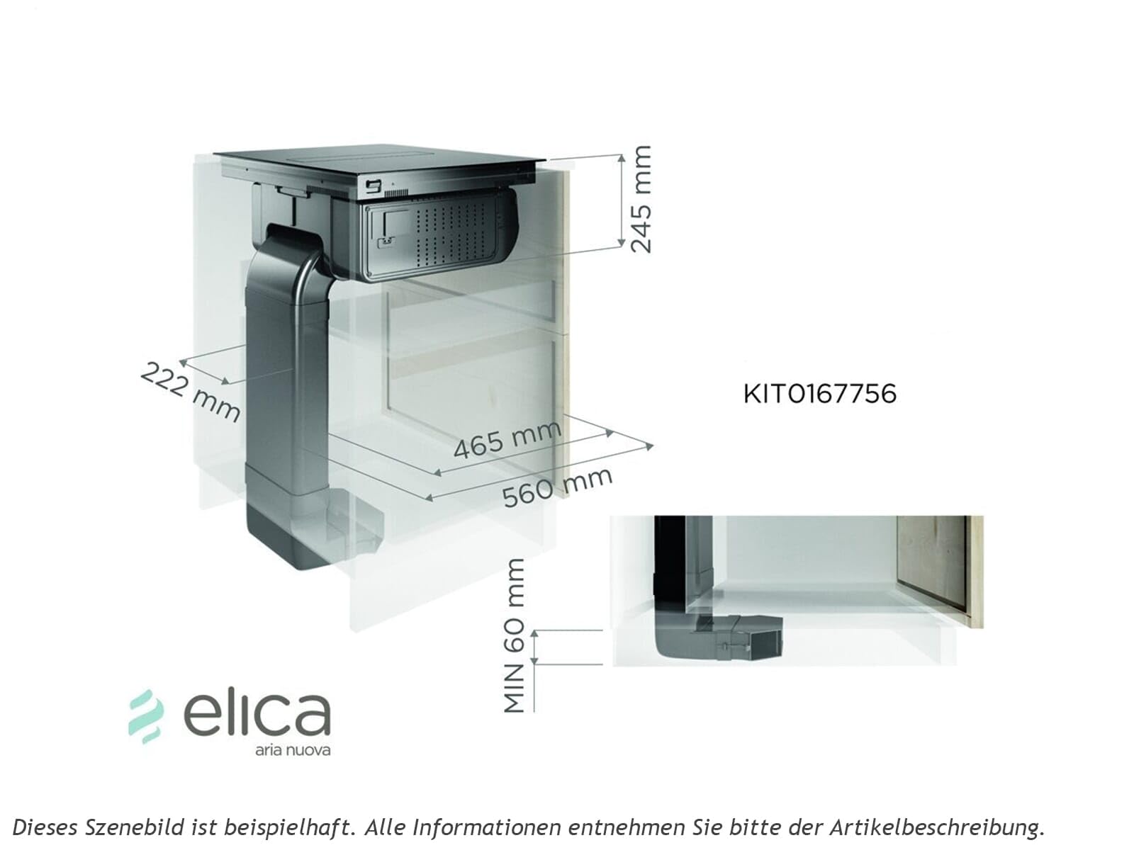 Elica Abluft-Montageset für Umluftbetrieb Unterbauabluft Black
