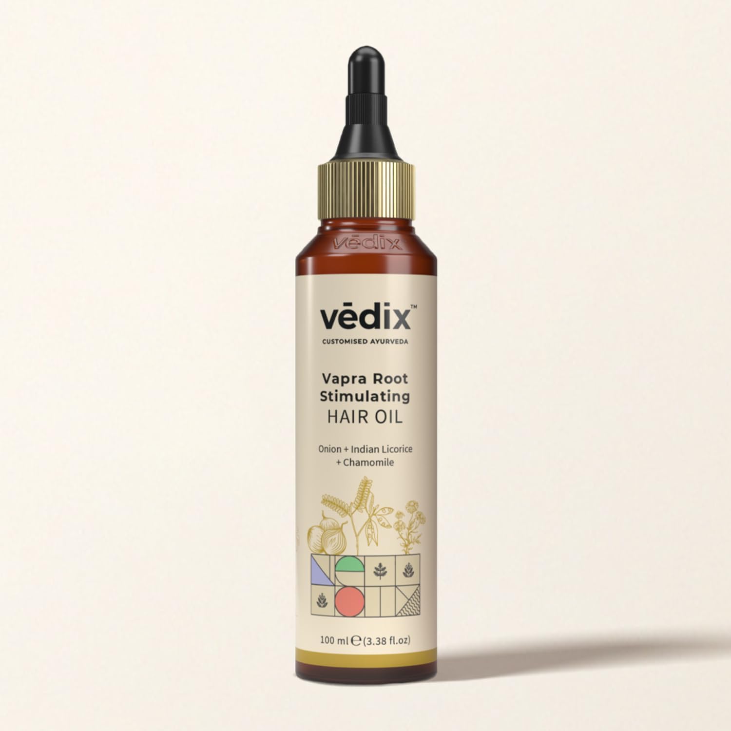 Vedix Vapra Root Stimulating Ayurvedic Hair Oil | Hair Growth Oil With Chamomile + Indian Licorice + Onion Hair Oil - Customized Anti Hair Fall Control Oil - 100ml
