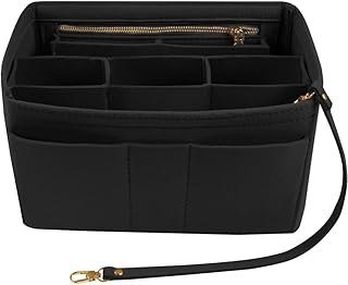 Handtasche Organizer, Filz Taschenorganizer mit Reißverschluss Fächer, Handtasche Einsatz Organizer für Frauen Handtaschen, Innentaschen für Handtaschen Schwarz (Large)