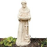 Bits and Pieces Garden Décor - Durable Polyresin St. Francis Bird Feeder Statue 26 in - Amazing Sculpture for Your Lawn, Garden or Patio - Inspirational, Meditative - Religious Gift