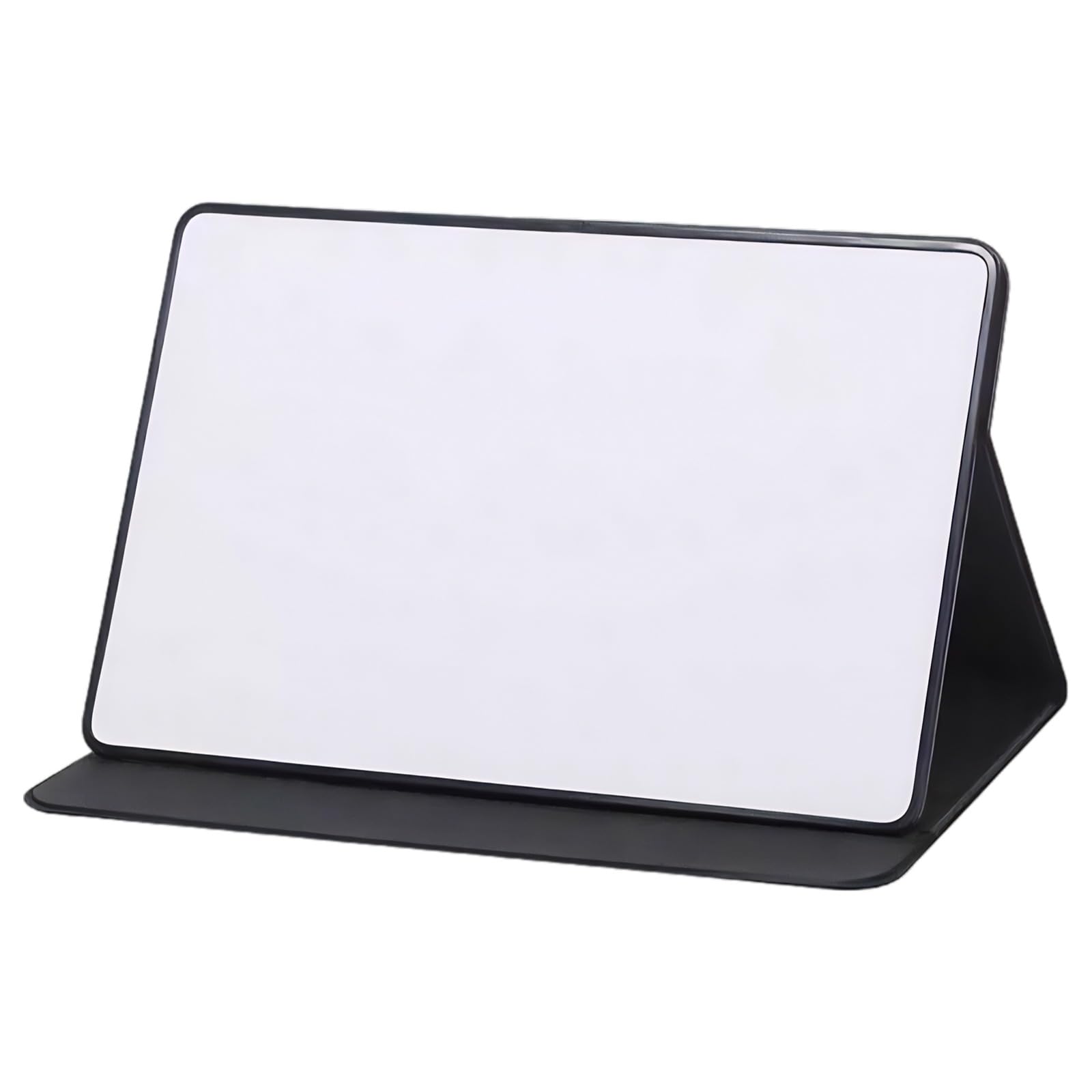 A4 Whiteboard mit Ständer, tragbares Whiteboard 32 x 22 cm, starke Haltekraft, trocken abwischbar, faltbare PU Leder Halterung, inklusive 3 Stiften, Radierer