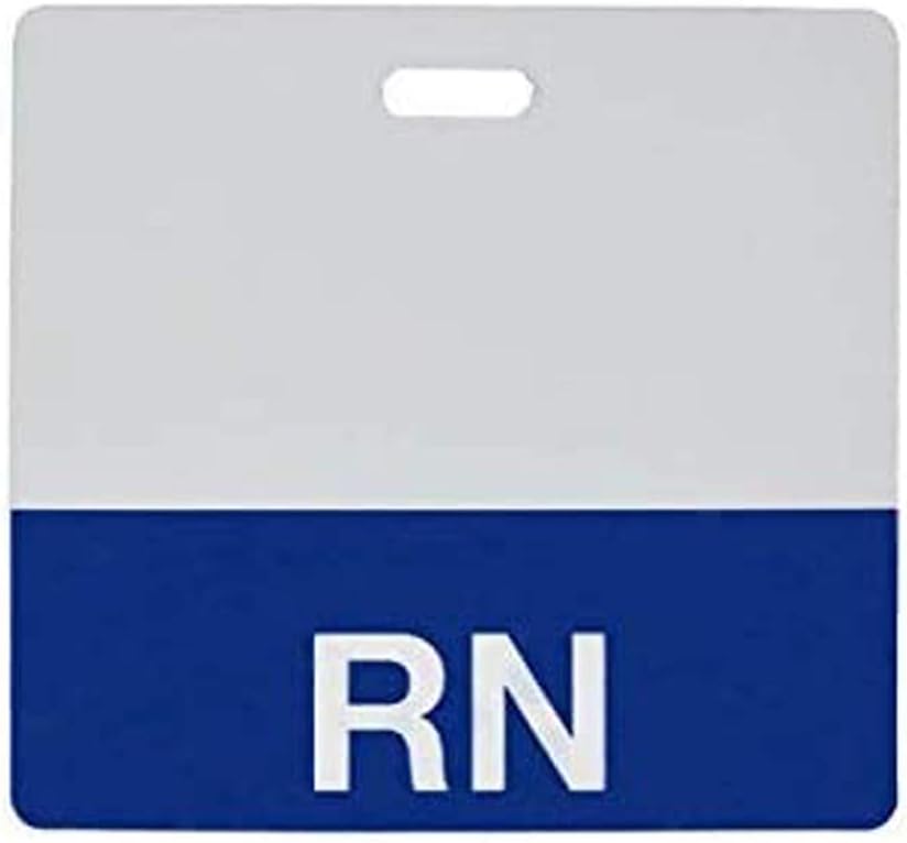 Clear "RN" Registered Nurse Horizontal Badge Buddy with Blue Border by Specialist ID, Sold Individually