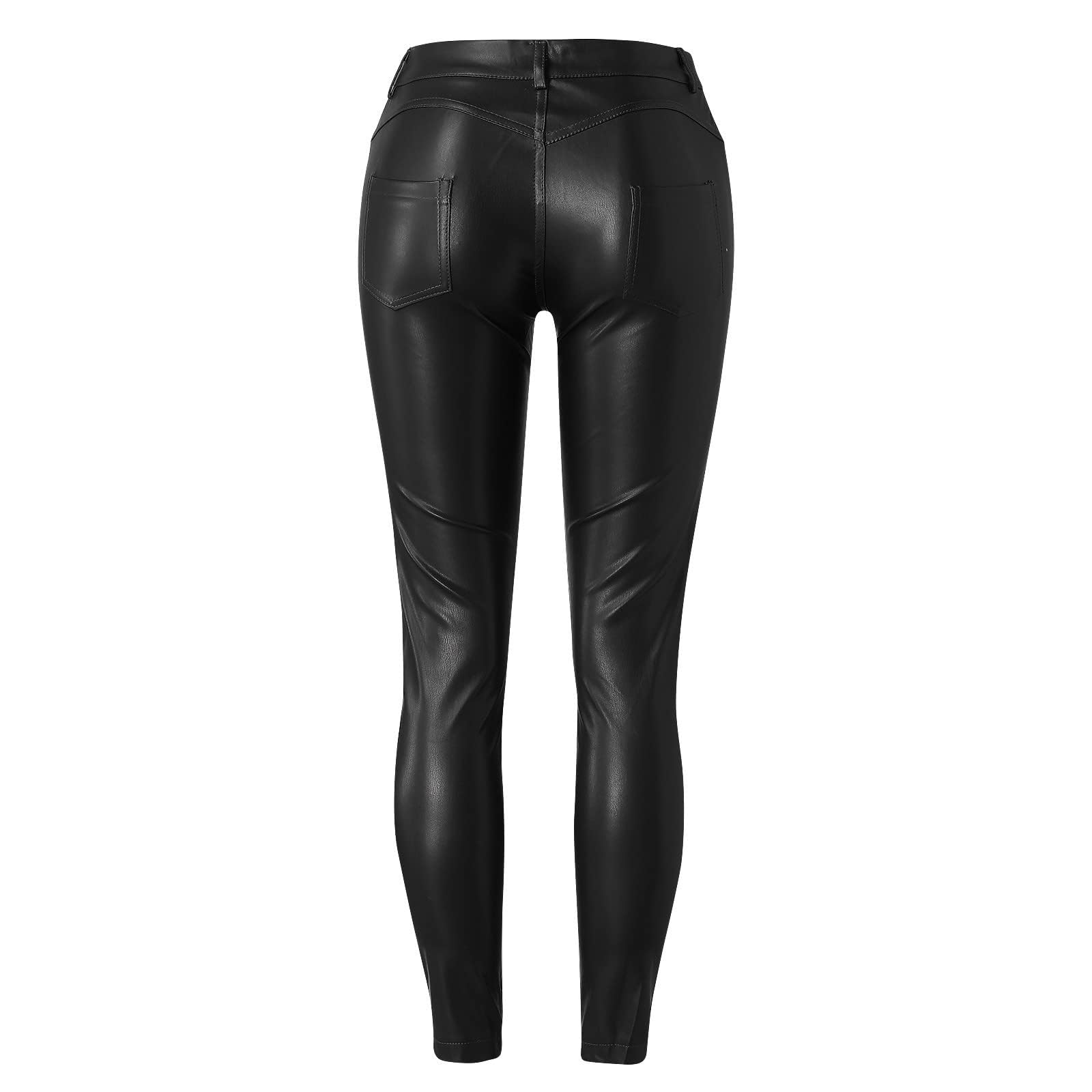 GOUJIAN Leggings In Wetlook-Optik Aus Kunstleder, Formende Push-up-Hose for Damen, Matt, Elastisch, Hoher Bund, Sexy Wetlook-Leggings Aus PU-Leder, Sport- Und Trainingshose