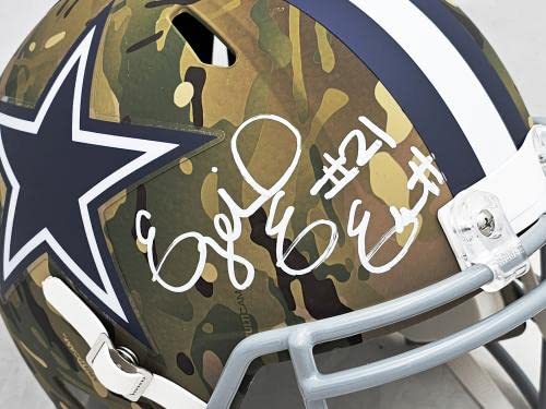 Ezekiel Elliott Autographed Dallas Cowboys Camo Full Size Replica Speed Helmet Fanatics Holo Stock #215888 - Autographed Nfl Helmets #TOP22