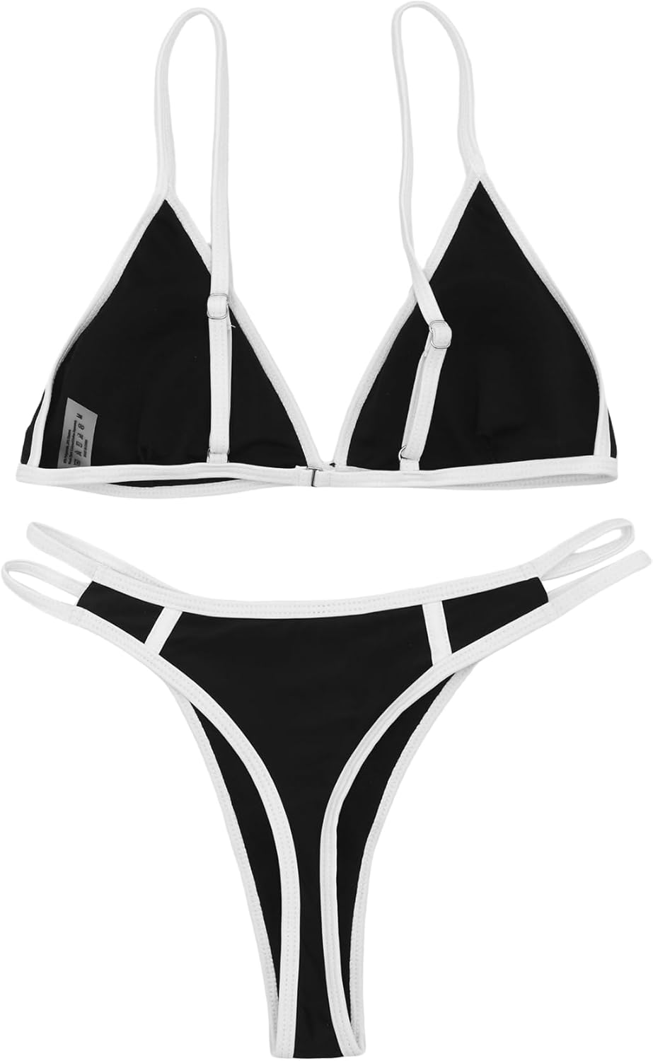 Women's 2 Piece Bikini Set Colorblock V Underwire Cami Tie Back Bathing Suit Sexy String High Cut Swimsuit - Image 5