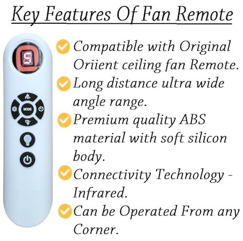 Image of ZIEVA Compatible with Orient Ceiling Fan Remote Control Wireless with Sleep Mode, Timer Mode and Speed Adjustment - Remote Control Kit (Fan Not Included) (Orient - 2 Pcs)