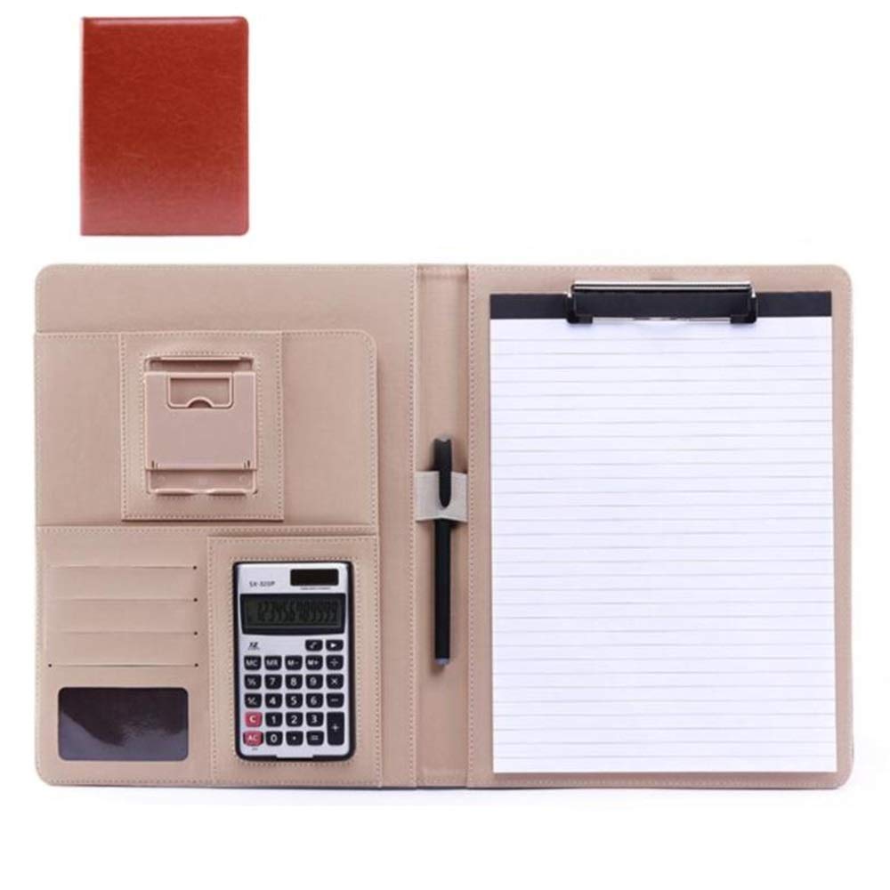 Conférencier professionnel en cuir pour documents et blocs-notes (marron, 318 x 245 mm)