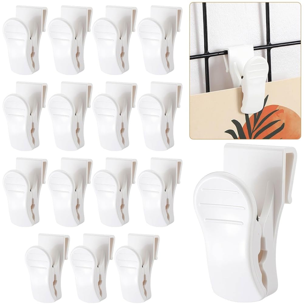 Koolenry For Home for Retail 16Pcs Grid Wall Hooks Clips Gridwall Accessories Hanging Display Sign Holder Panel Wire Rack Clips