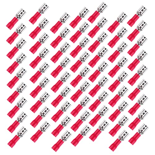 FUNOMOCYA 200pcs Insulation Spring Female Quick Slides Spade Wire Connector Cold Pressed Connector High Temperature Female Disconnect Cold Pressed Terminal Female Quick Disconne Brass Red
