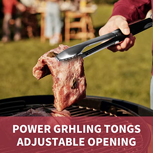 18'' Bbq Grill Accessories Heavy Duty 9 Pcs Grilling Tools, Stainless Steel Bbq Grill Tool Set W/Tongs, Spatula, Fork And Brush - Accessories For Outdoor Barbecue Grills #TOP4