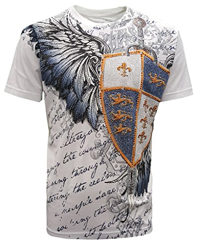 Konflic New Special Edition Men's Crew Neck Espada with Sword and Shield Rhinestone