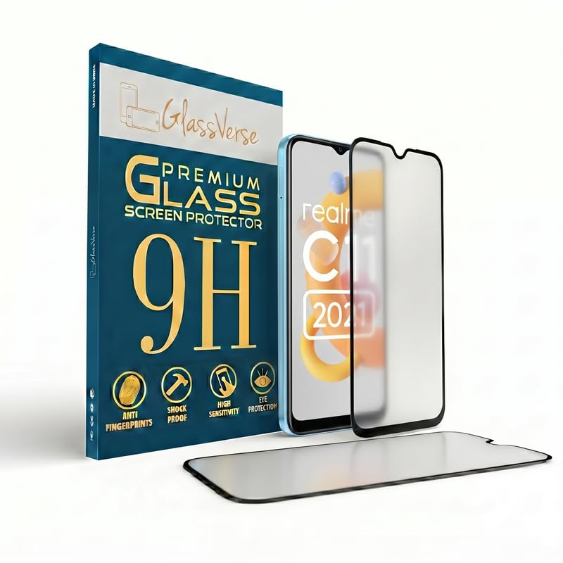 Image of GlassVerse Matte Tempered Glass for Realme C11 2021 | Anti Glare, Smooth Touch Screen Protector, 9H Hardness, Edge to Edge, Case Friendly, Hassle-less Installation Kit Included. (Pack of 2)