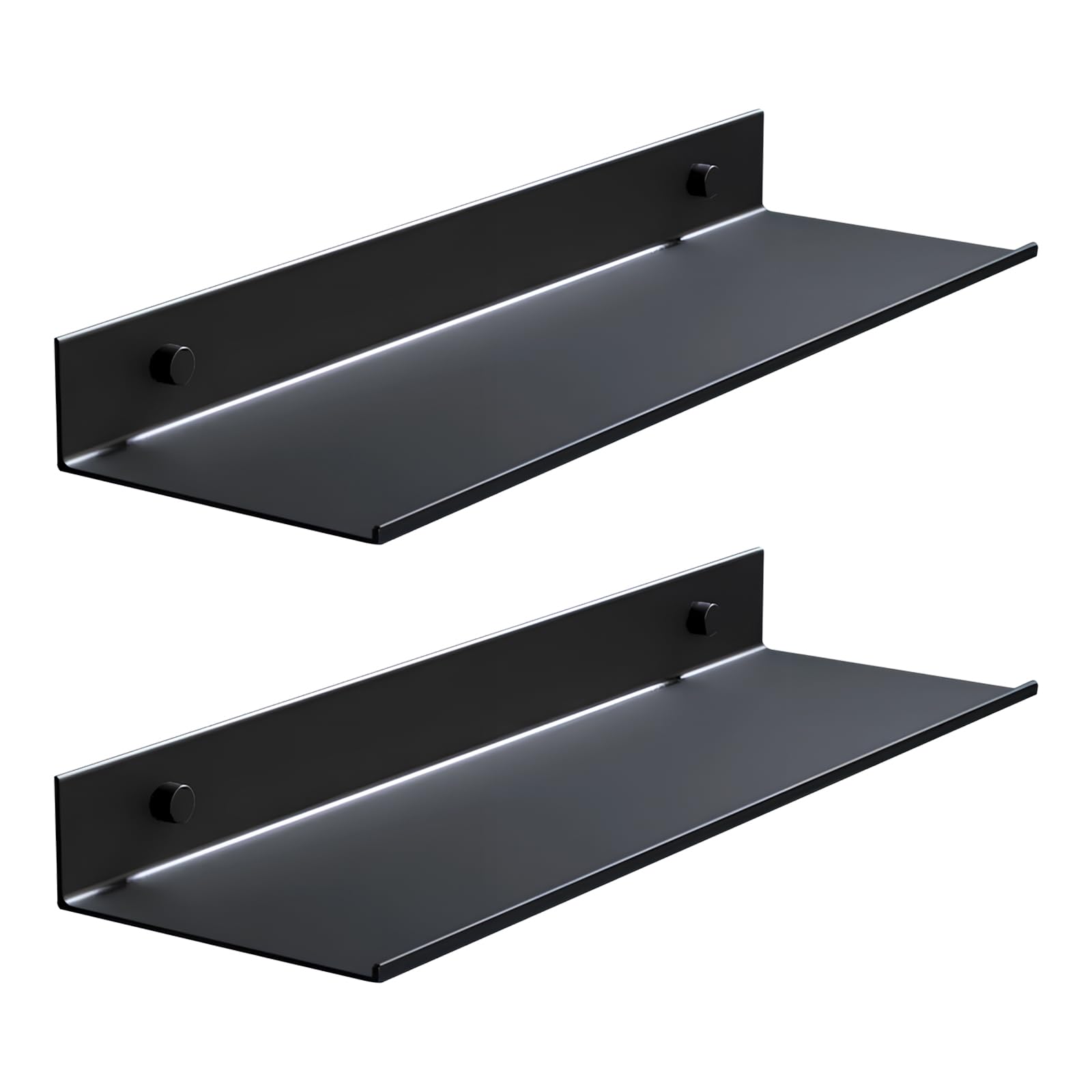 Estante de Pared Metal Negro, Estanteria de Pared Flotante 40cm 2 PCS, Organizador de Ducha Sin Taladro, Estanteria Libros Pared, Estantes de Exhibición para Habitación Oficina Baño Cocina