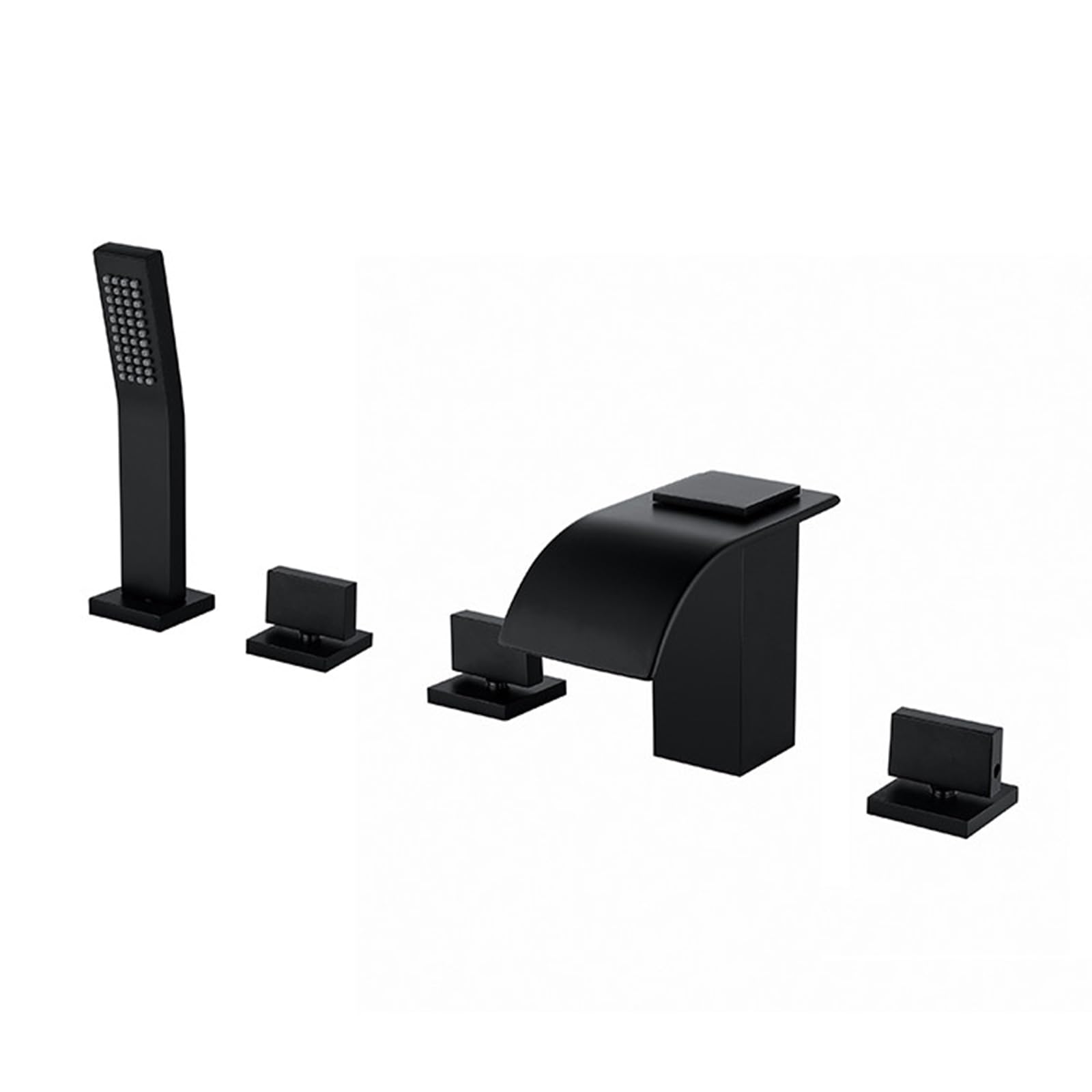 Robinet de baignoire 5 trous noir mitigeur cascade laiton raccord G1/2