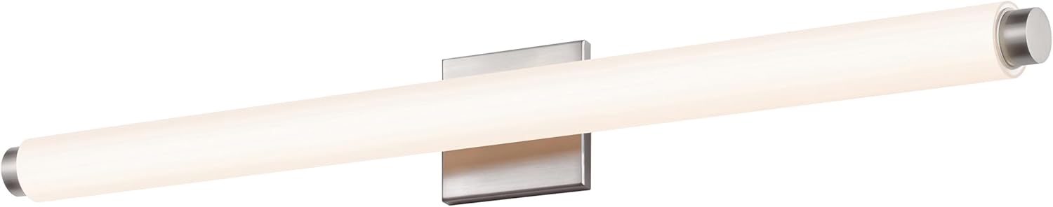 Sonneman Modern Lighting 2432.13-DT Tubo Slim LED Linear Vanity, Wall Lighting Fixture for Bathroom or Bedroom with Drum Trim - 3000K - 32" - Satin Nickel