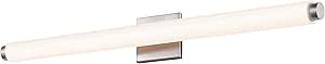 Sonneman Modern Lighting 2432.13-DT Tubo Slim LED Linear Vanity, Wall Lighting Fixture for Bathroom or Bedroom with Drum Trim - 3000K - 32" - Satin Nickel