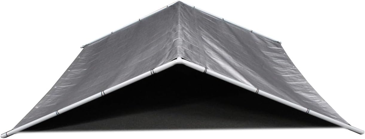 King Canopy Outdoor Dog Kennel Roof Cover Kit 9-Ft 6-Inches by 9-Ft 4-Inches, 1 3/8-in Hammertone Frame with Push Buttons, with Clamps 10- Ft by 9-Ft 4-in, Grey