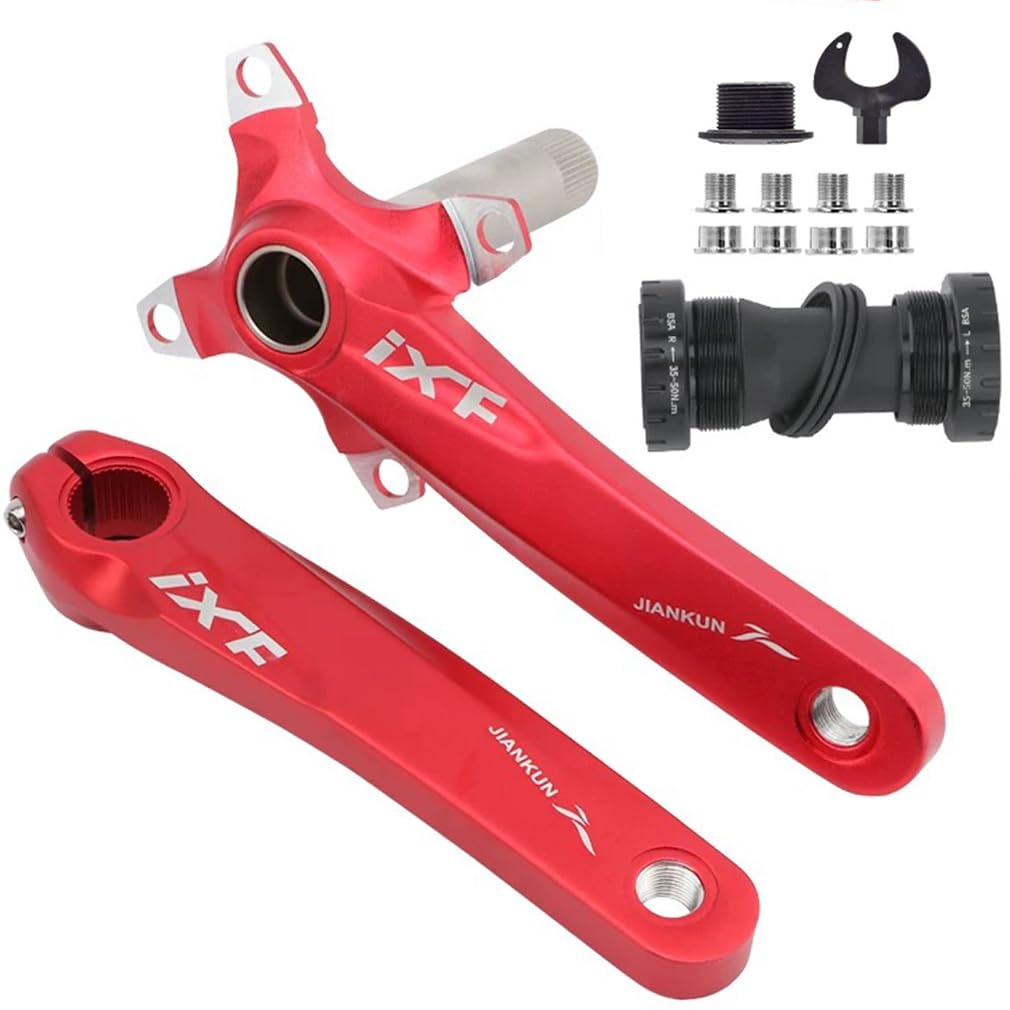 CYSKY Bike Crank Arm Set 175mm 104 BCD MTB Crankset with Bottom Bracket Kit and Chainring Bolts for MTB BMX Mountain Road Bicyle, Compatible with Shimano, FSA, Gaint (Red)