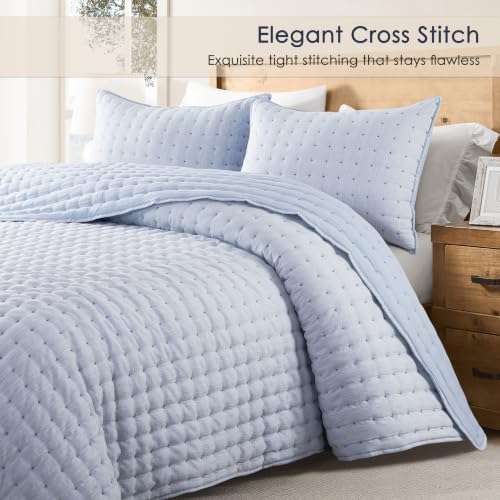 Image of WDCOZY Cloud Soft Quilt Set, Twin Size, Chambray, 2 Pieces 68x90 inches