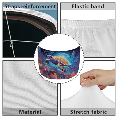 Image of Turtle Print Car Hood Cover Easy to Install Car Hood Cover Protector Elastic Fabrics Can be Washed Stretch Polyester Fabric Cover Personalized Suitable for Cars