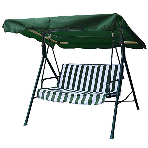 Heavy Duty Green Polyester Fabric 5½’ 66-in by 45-in Outdoor Patio Swing Canopy Replacement Top Cover UV Block Sun Shade Waterproof for Porch Furniture Seat