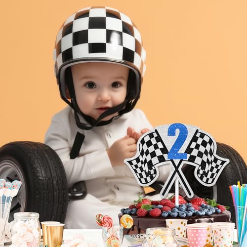 Racing Cake Topper 2nd Birthday Happy Finish Line, Checkered Flag, Fast, Car Decorations, Racer Birthday Party for Boys and Girls, Racing Themed Party Decorations, Great Birthday Gift for. LIANGSS by LIANGSS - Image 4