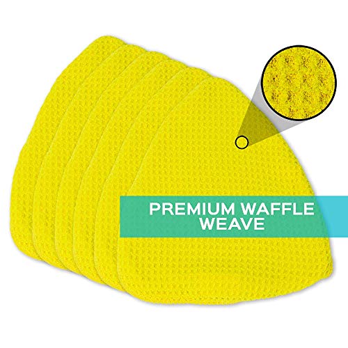 Image of Invisible Glass 95180 Original Reach and Clean Tool Replacement Quick Change Waffle Weave Microfiber Bonnets for Glass Cleaning, Non-Elastic, Pack of 6